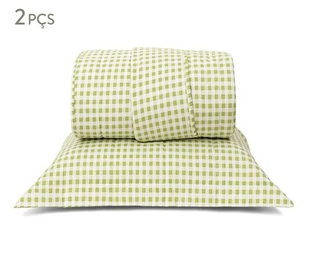 Jogo de Cobre-Leito Mini Vichy Verde Oliva 200 Fios | Westwing