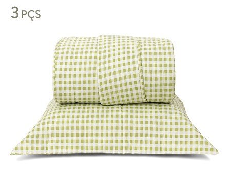 Jogo de Cobre-Leito Mini Vichy Verde Oliva 200 Fios | Westwing