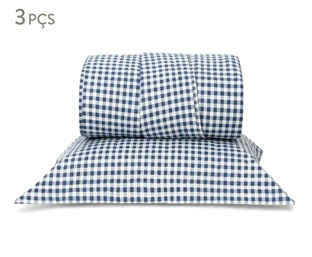 Jogo de Cobre-Leito Mini Vichy Azul Marinho 200 Fios | Westwing