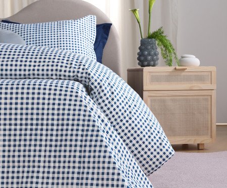 Duvet Mini Vichy Azul Marinho 200 Fios | Westwing