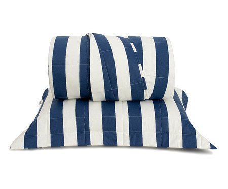 Jogo de Cobre-Leito Listras Bold Azul Marinho | Westwing