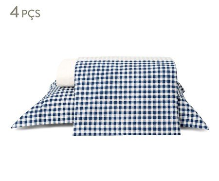 Jogo de Lençol Mini Vichy Azul Marinho 200 Fios | Westwing