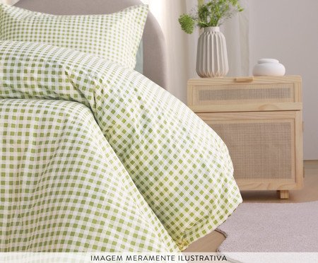 Jogo de Lençol Mini Vichy Verde Oliva 200 Fios | Westwing