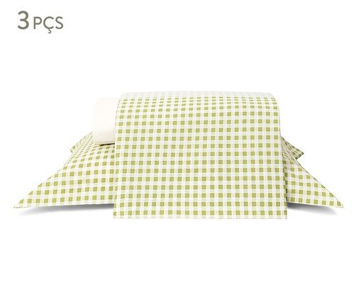 Jogo de Lençol Mini Vichy Verde Oliva 200 Fios, green | WestwingNow