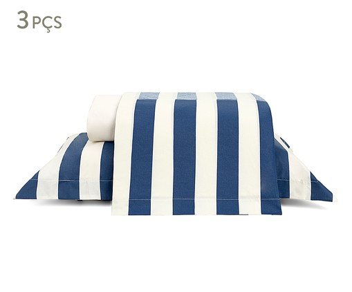 Jogo de Lençol Listras Bold Azul Marinho 200 Fios, blue | WestwingNow