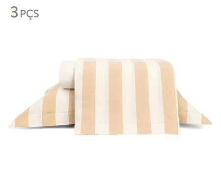 Jogo de Lençol Listras Bold Areia 200 Fios | Westwing