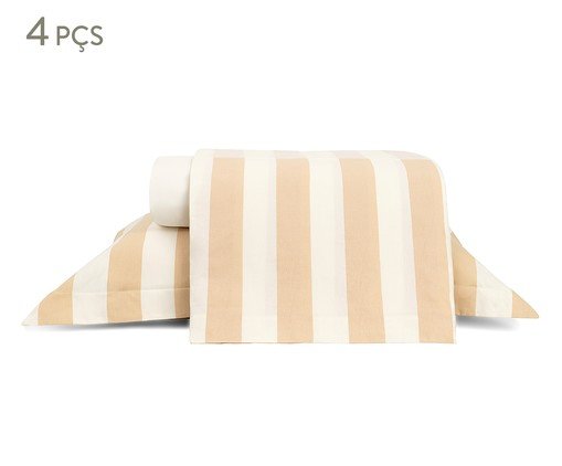 Jogo de Lençol Listras Bold Areia 200 Fios, beige | WestwingNow