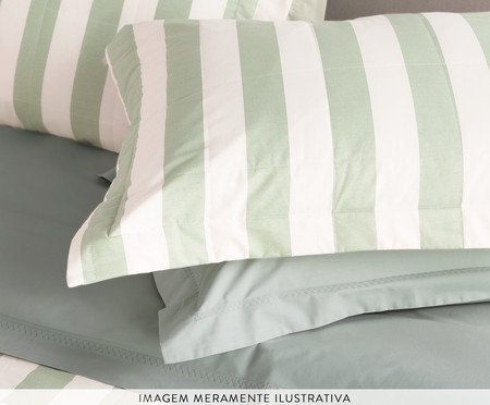Jogo de Cobre-Leito Listras Bold Verde Menta 200 Fios | Westwing