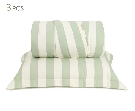 Jogo de Cobre-Leito Listras Bold Verde Menta 200 Fios | Westwing