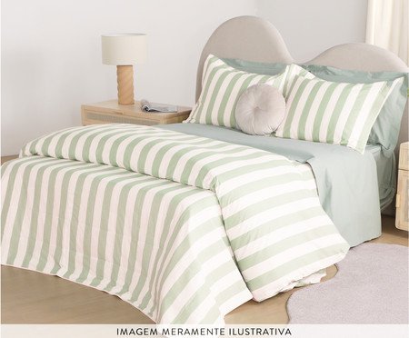 Jogo de Cobre-Leito Listras Bold Verde Menta 200 Fios | Westwing