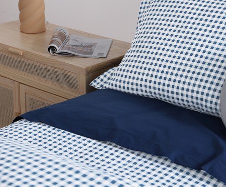 Fronha Mini Vichy Azul Marinho 200 Fios | Westwing