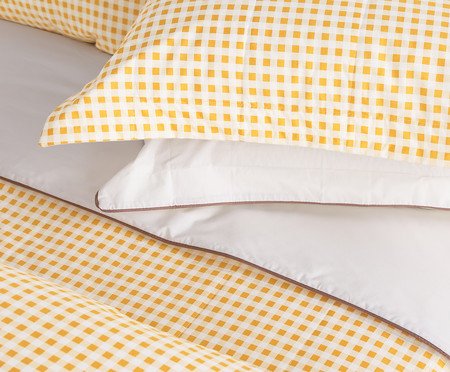 Fronha Mini Vichy Mostarda 200 Fios | Westwing