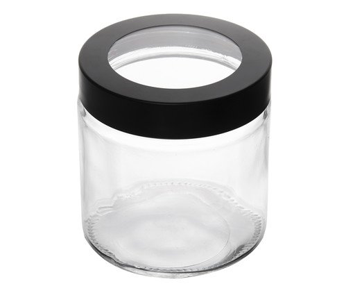 Pote com Visor na Tampa Basic Preto - 880ml, transparent | WestwingNow