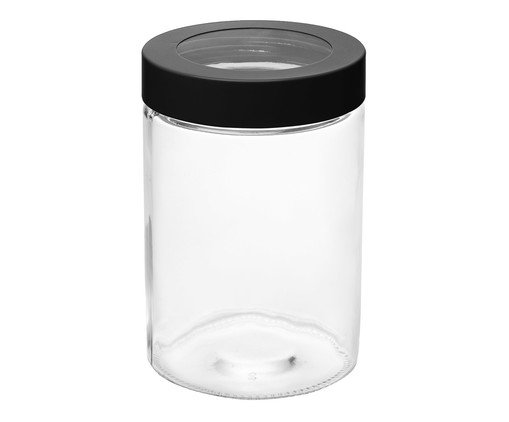 Pote com Visor na Tampa Basic Preto - 1,290L, transparent | WestwingNow