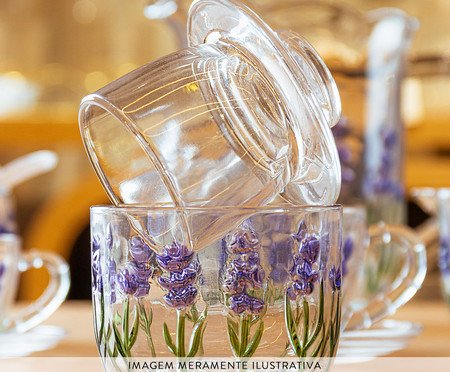 Manteigueira Francesa em Cristal Lavanda Hand Painting | Westwing