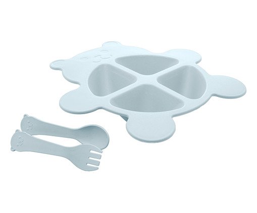 Jogo de Prato e Talheres Infantil Bear Azul, blue | WestwingNow