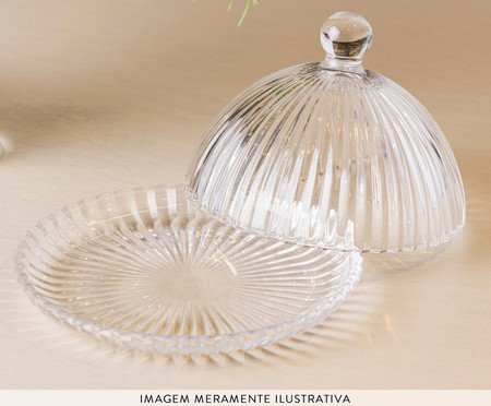 Prato para Doce com Tampa em Cristal Listras Renaissance | Westwing