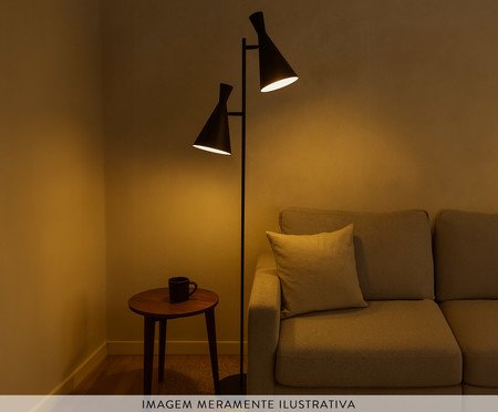 Luminária de Piso Jacoba com Cúpula Dupla Articulada Preta | Westwing