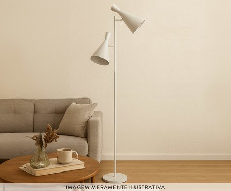 Luminária de Piso Jacoba com Cúpula Dupla Articulada Branca | Westwing