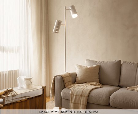 Luminária de Piso Malfatti com Cúpula Dupla Articulada Branca | Westwing