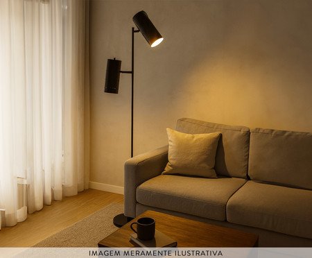 Luminária de Piso Malfatti com Cúpula Dupla Articulada Preta | Westwing