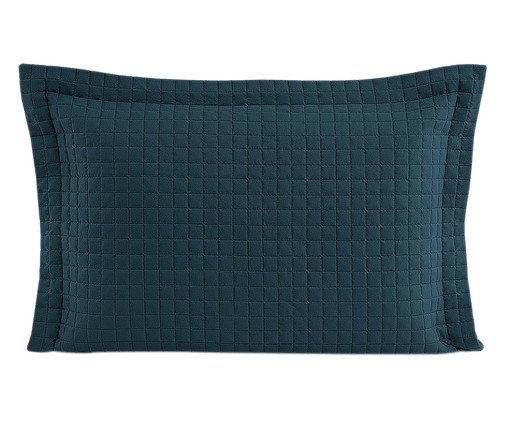 Porta-Travesseiro Plaza Matelado com Abas Azul Petróleo, blue | WestwingNow