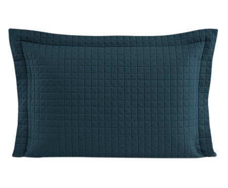 Porta-Travesseiro Plaza Matelado com Abas Azul Petróleo | Westwing