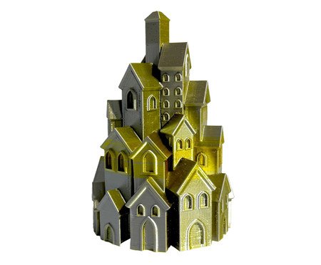 Adorno Decorativo Vila Natalina Prata e Dourado | Westwing