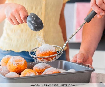 Escumadeira para Fritura em Aço Inox Kitchenaid Cinza | Westwing