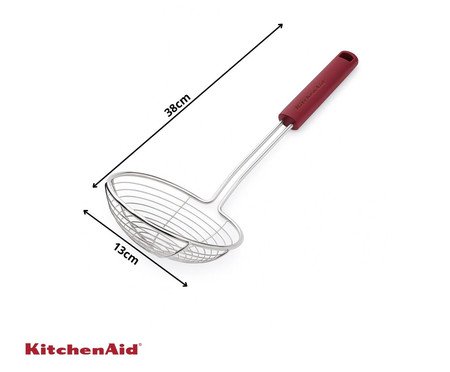 Escumadeira para Fritura em Aço Inox Kitchenaid Vermelha | Westwing