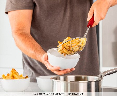 Escumadeira para Fritura em Aço Inox Kitchenaid Vermelha | Westwing