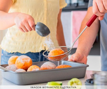 Escumadeira para Fritura em Aço Inox Kitchenaid Vermelha | Westwing