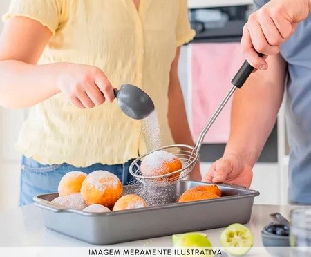 Escumadeira para Fritura em Aço Inox Kitchenaid Preta | Westwing