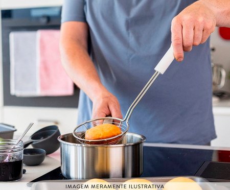 Escumadeira para Fritura em Aço Inox Kitchenaid Branca | Westwing