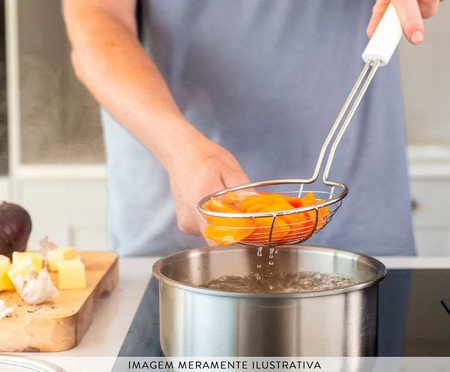 Escumadeira para Fritura em Aço Inox Kitchenaid Branca | Westwing