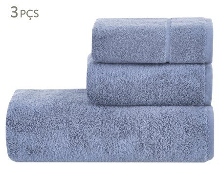 Jogo de Toalhas Colors Ardósia - 3 Pçs | Westwing