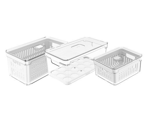 Jogo de Organizador de Geladeira Clear Fresh Natural, white | WestwingNow
