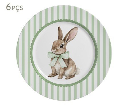 Jogo de Pratos de Sobremesa Laços de Páscoa Verde | Westwing