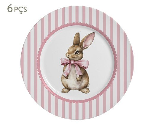 Jogo de Pratos de Sobremesa Laços de Páscoa Rosa, pink | WestwingNow