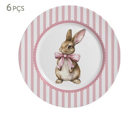 Jogo de Pratos de Sobremesa Laços de Páscoa Rosa | Westwing