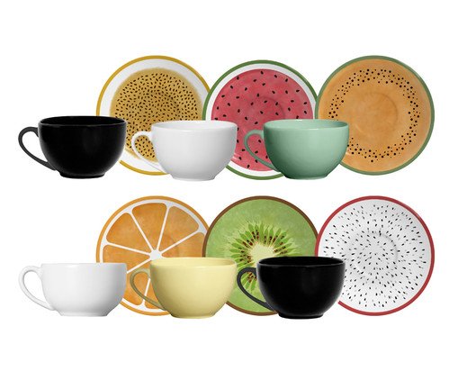 Jogo de Xícaras de Chá Mix Salada de Fruta, multicolor | WestwingNow