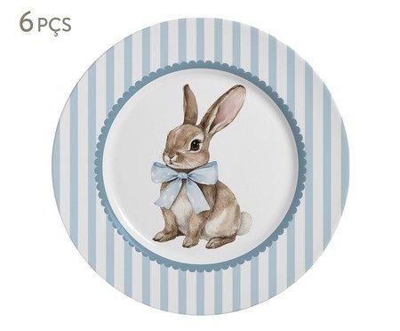 Jogo de Pratos de Sobremesa Laços de Páscoa Azul | Westwing