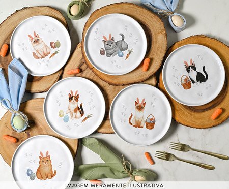 Jogo de Pratos para Sobremesa Bio Gatinhos | Westwing