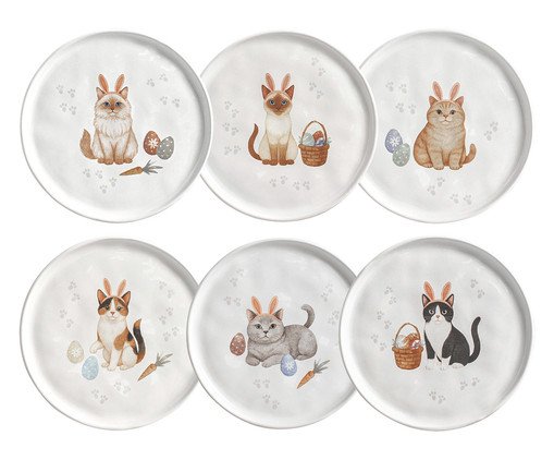 Jogo de Pratos para Sobremesa Bio Gatinhos, multicolor | WestwingNow