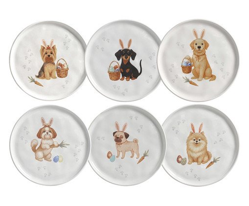 Jogo de Pratos para Sobremesa Bio Doguinhos, multicolor | WestwingNow