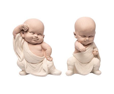 Jogo de Esculturas Monges Lutadores | Westwing