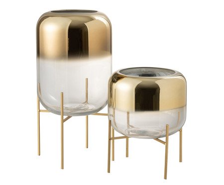 Vaso Oceanne Transparente e Dourado | Westwing
