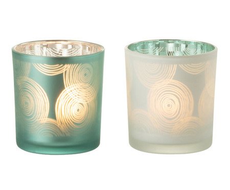 Jogo de Castiçais Spirals Verde - 8cm | Westwing