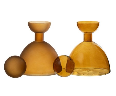 Jogo de Garrafas com Tampa Ambar | Westwing