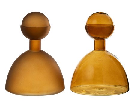 Jogo de Garrafas com Tampa Ambar | Westwing